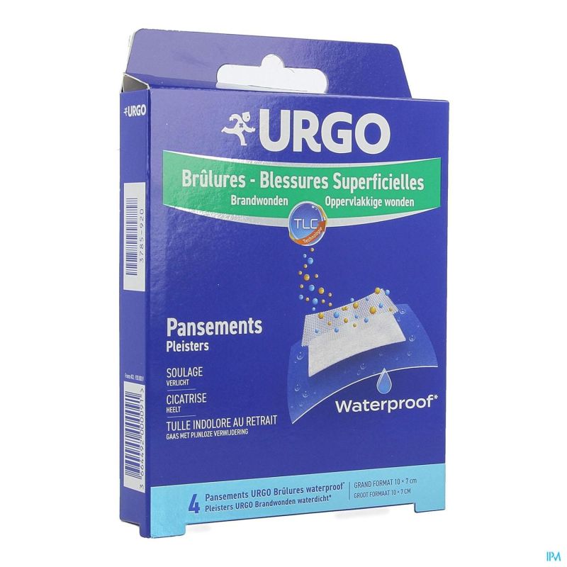 Urgo Brûlures - Blessures Superficielles 4 pansements waterproof