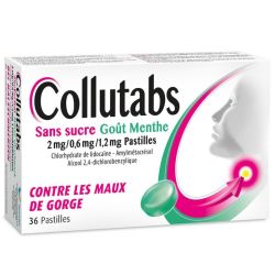 Collutabs Sans Sucre Menthe 2mg/0,6mg/1,5mg 36 Pastilles