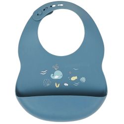 Bavoir Réglable Avec Bac Récupérateur Silicone Bleu Infinity