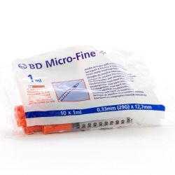 Bd Microfine+ 10 seringues à insuline 1,0 ml 29g 12,7mm