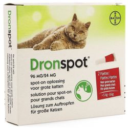 Dronspot 96 mg/24 mg Solution pour Spot-On pour Grands Chats (5 à 8 kg) 2 Pipettes