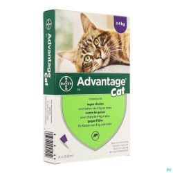 Advantage 80 Chat 4 kg et plus 4 pipettes de 0,8 ml