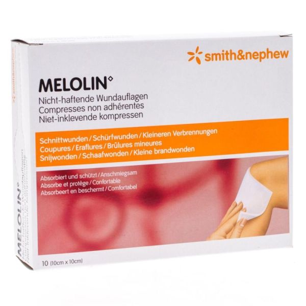 Melolin 10 Compresses Stériles 10 x 10 cm