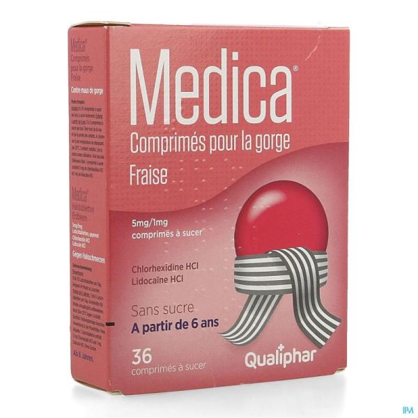 Medica 36 Comprimés à Sucer Pour la Gorge Fraise