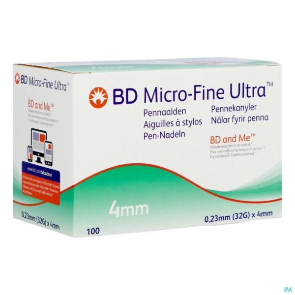 Bd Microfine Ultra 100 Aiguilles Stylo 4mm (32g)