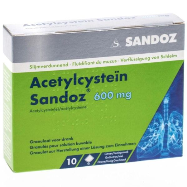 Acetylcysteïn 600 mg Granulé Boisson 10 Sachets