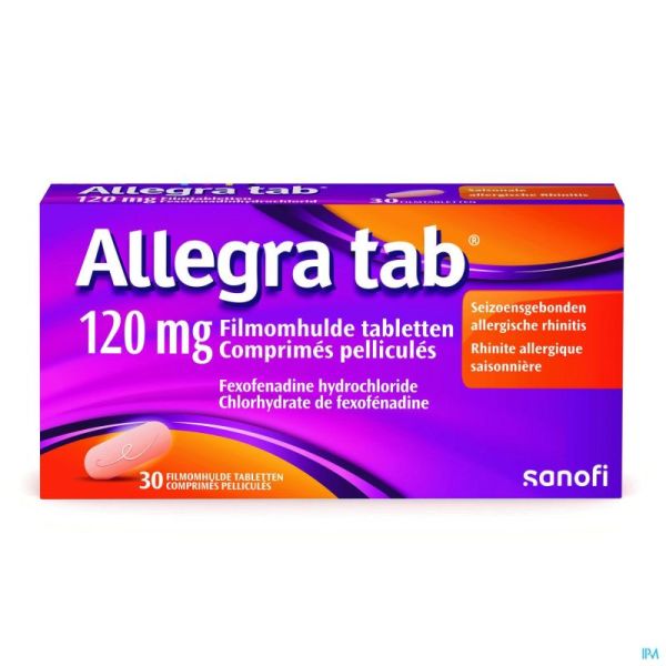 Allegra tab 120mg 30 comprimés pelliculés