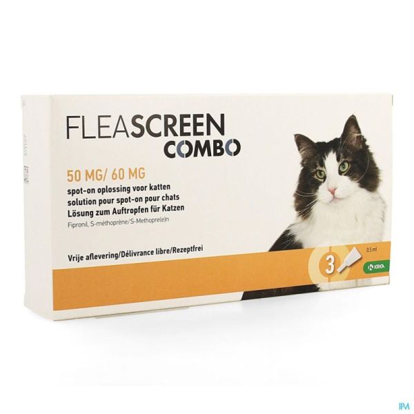 Fleascreen Combo 50mg/60mg Spot On Chat 3 Pipettes