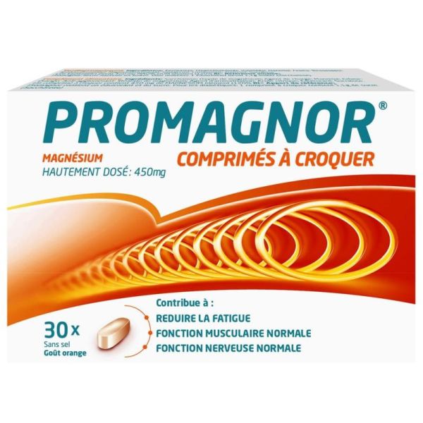 Promagnor Comprimés à Croquer Goût Citron Sans Sucre 450 mg 30 Comprimés