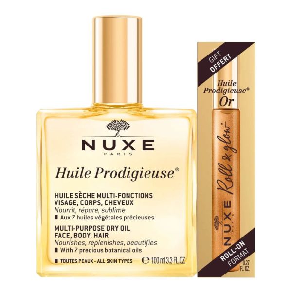 Huile Prodigieuse 100ml + Roll On Or 8ml Offert