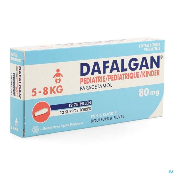 Dafalgan Pediatrique 80mg 12 suppositoires