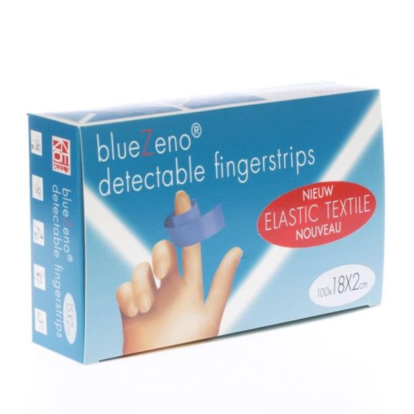 Bluezeno Detectable Fingerstrip Blue 100 Pansements de 18 x 2 cm