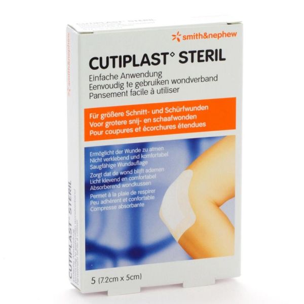 Cutiplast Steril 5 Pansements 7,2 x 5 cm