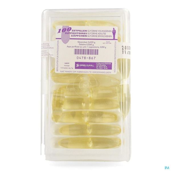 Suppositoire Glycerine Adulte 100 pièces