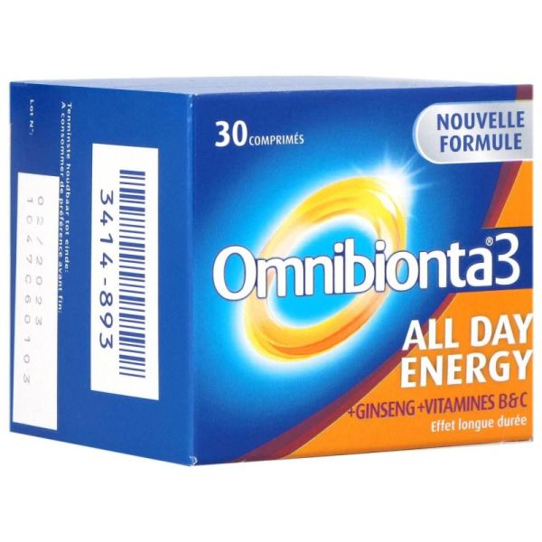 Omnibionta-3 All Day Energy + Ginseng + Vitamines B & C 30 Comprimés