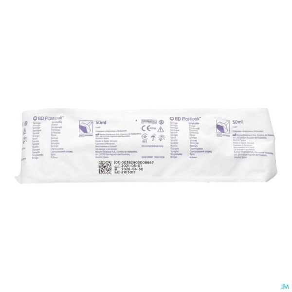 Bd Plastipak Seringue Luer Lock 50-60ml