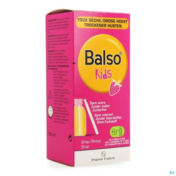 Balso Kids sirop toux  sèche sans sucre 125 ml