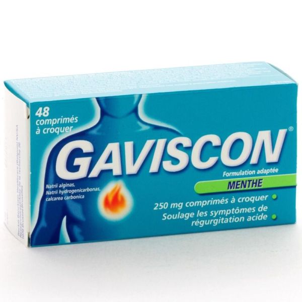 Gaviscon Menthe 250mg  48 Comprimés à Croquer